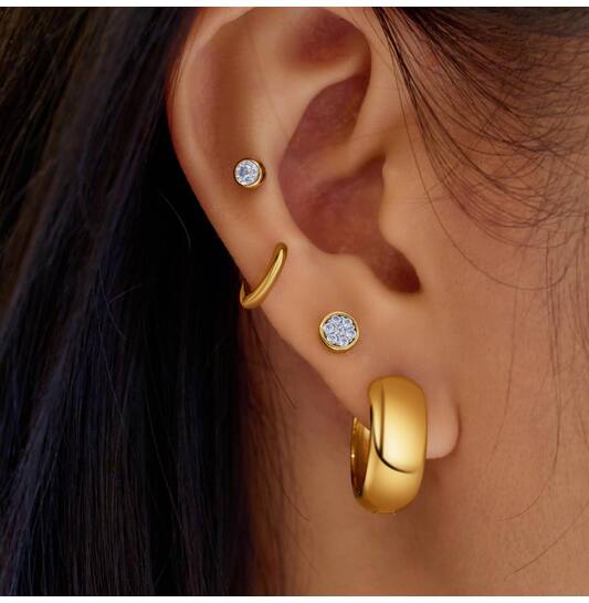  Luna Gaze - Ear studs - Silver / 14kt GP - Zirconia